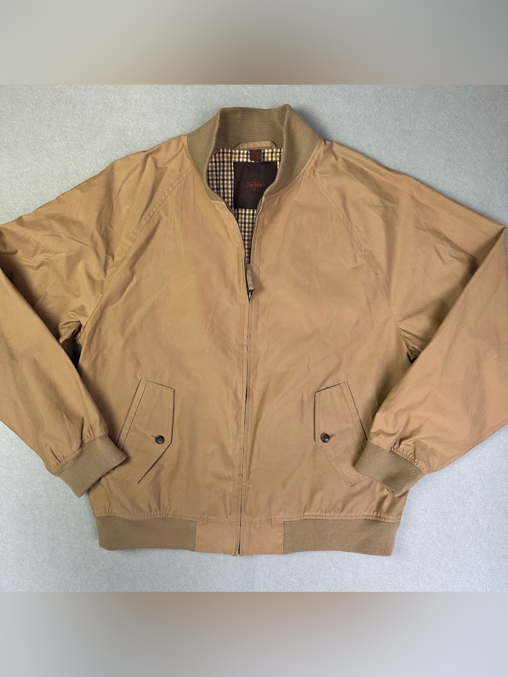 Men's Tan Bomber Jacket with Ribbed Trim